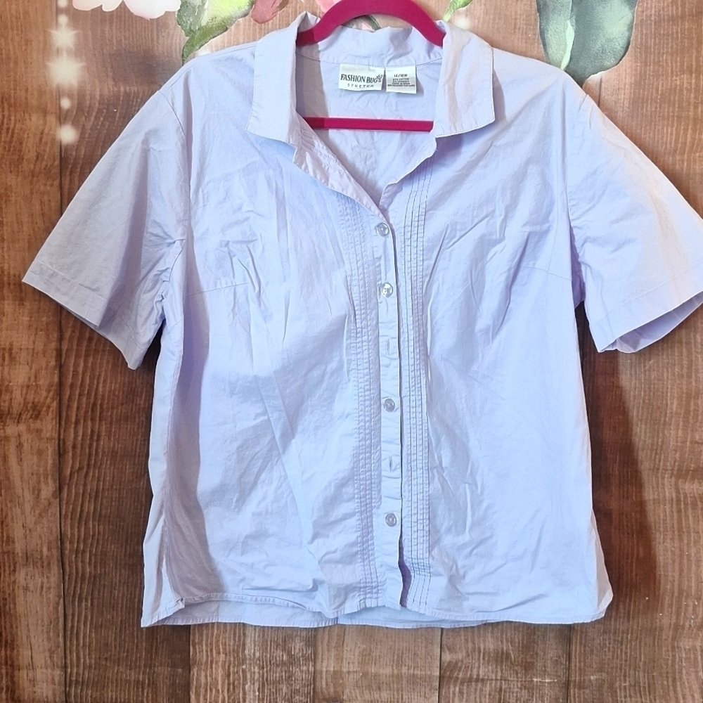 FASHION BUG LIGHT PURPLE BUTTON DOWN TOP 14/16 Stretch